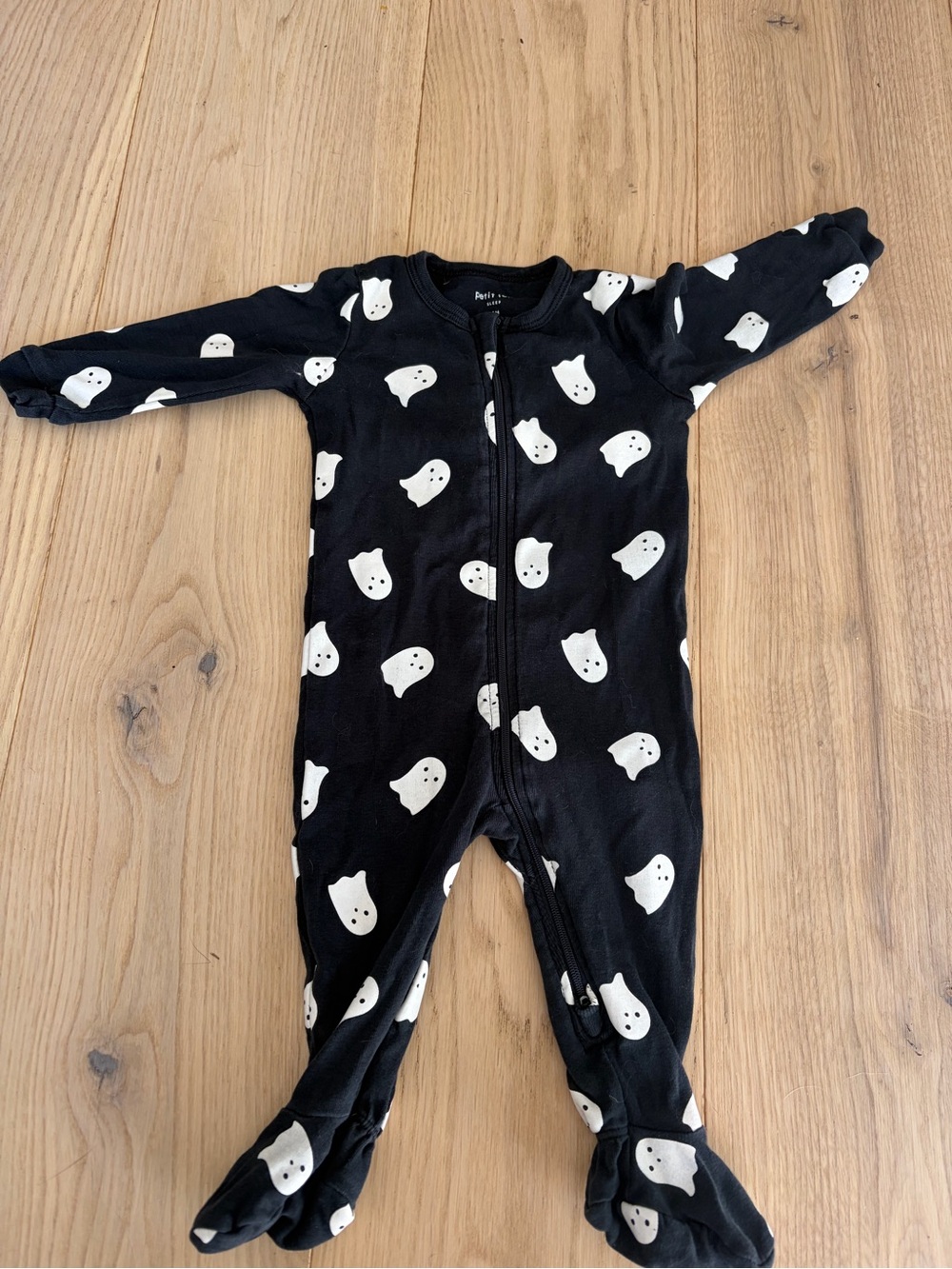 Petit Lem Black Footed Pajamas with White Ghost Print